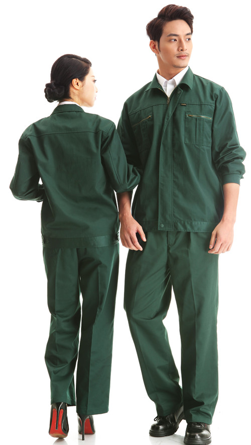 本月活动款墨中复威海电讯绿色长袖工作药业服套装