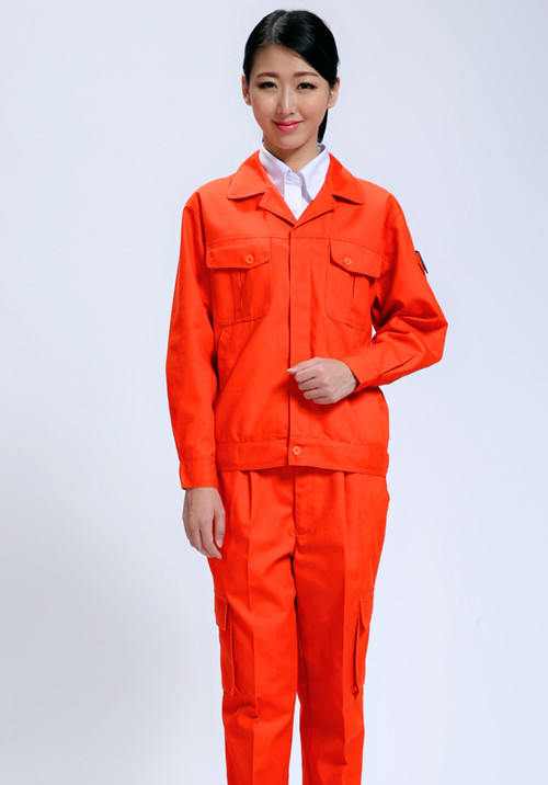 紫铜长袖橙色磨毛环保工香泉州港作服