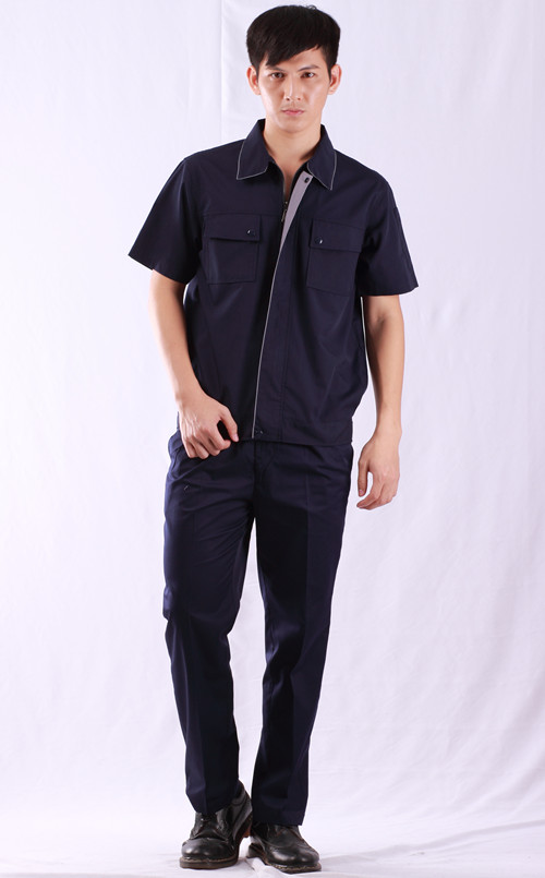 东台市双蓝领立体袋工作服短袖鲜红夹克